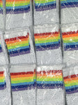 White and Rainbow Sparkly High socks